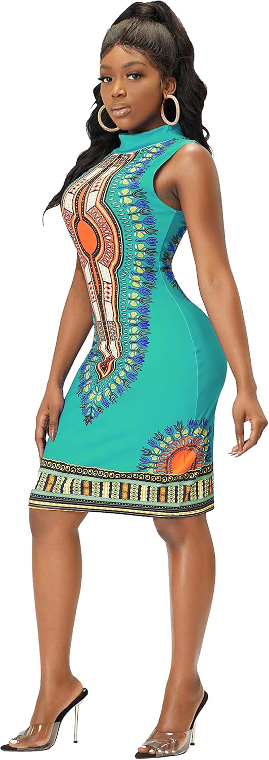 Womens African Attir Bohemian Dashiki Traditional Tribal Vintage Ethnic Midi Dresses - Image 2