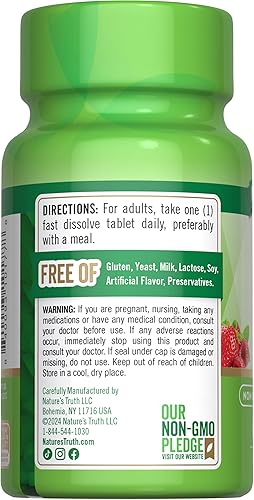 Miniatura 7 de Nature's Truth Vitamina B12 | 60 tabletas de disolución rápida | 2500 mcg | con ácido fólico | Vegano, sin OMG y sin gluten