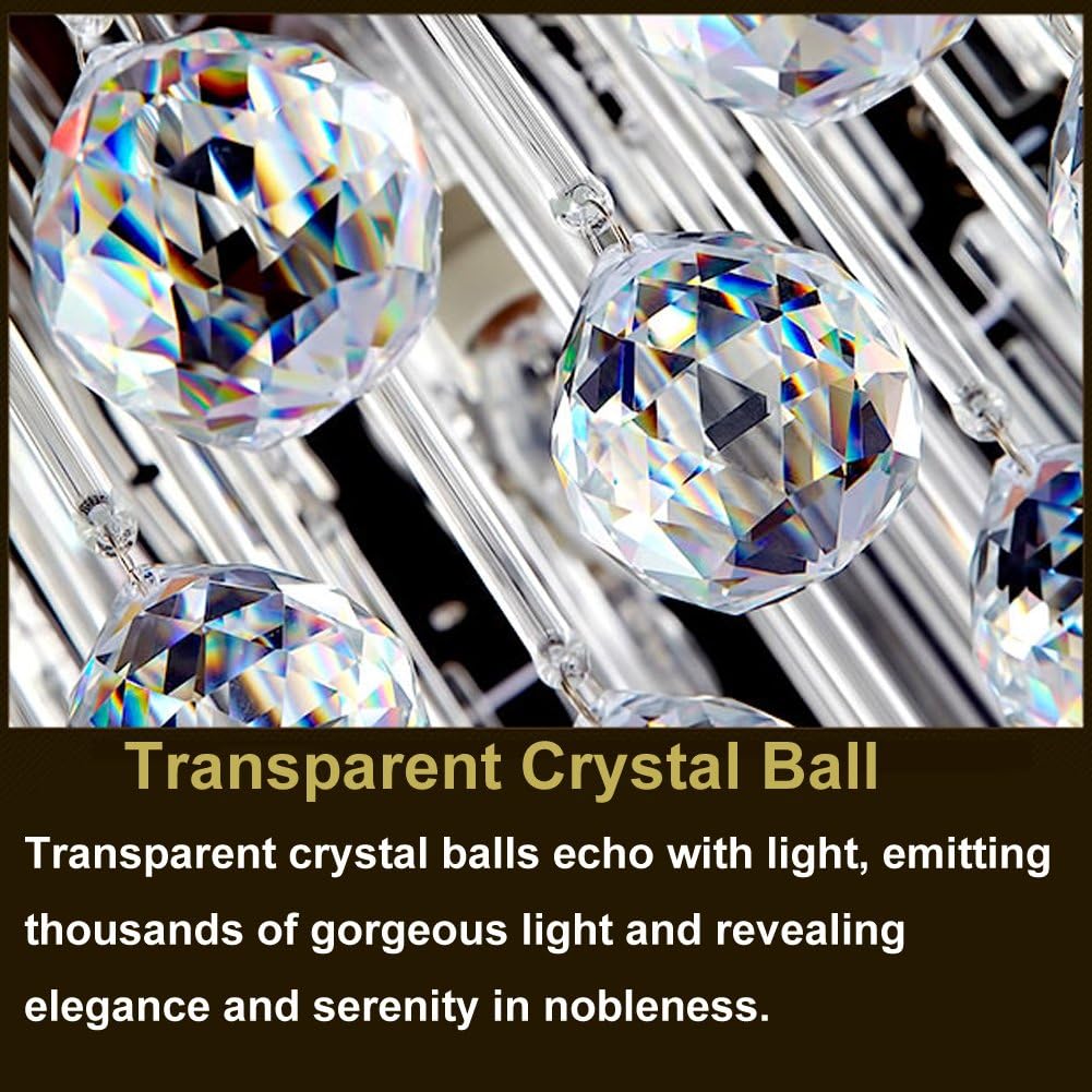 Fushing 20pcs Crystal Glass Ball Chandelier Prisms Pendants Parts Beads (40mm, Clear)