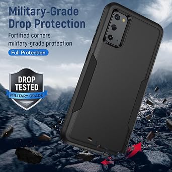 for Galaxy S20 Case,with Screen Protector [Military Grade Drop Tested] Heavy-Duty Tough Rugged Shockproof Protective Case for Samsung Galaxy S20 6.2 inch, Black