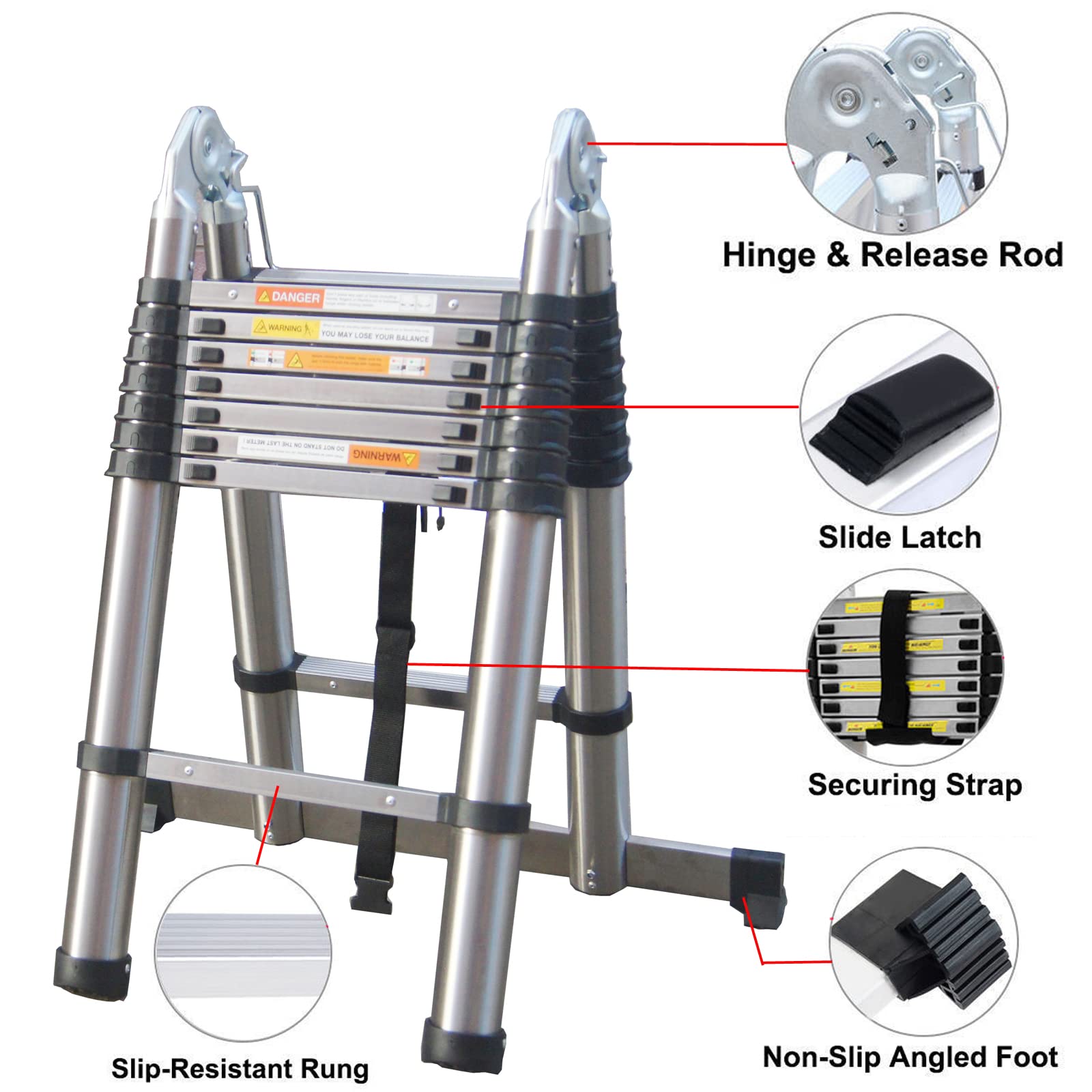 Multifunctional Foldable Telescopic Herringbone Ladder - View #2