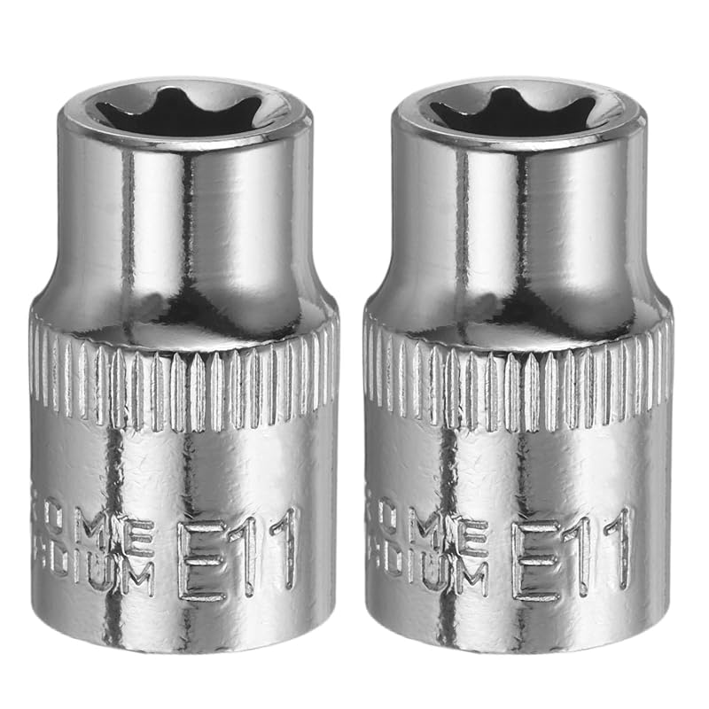 Soquete E-Torx E11 com encaixe de 12,7 mm (3/8 pol.), 30 mm de comprimento, aço cromo-vanádio, HARFINGTON, 2 unidades