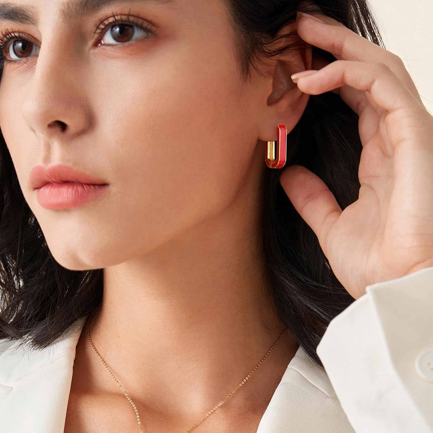 Huggie Hoop Earrings for Women, 18K Gold Plated Colorful Enamel Huggie Earrings Small Hypoallergenic Cute Jewelry Gifts - Image 4