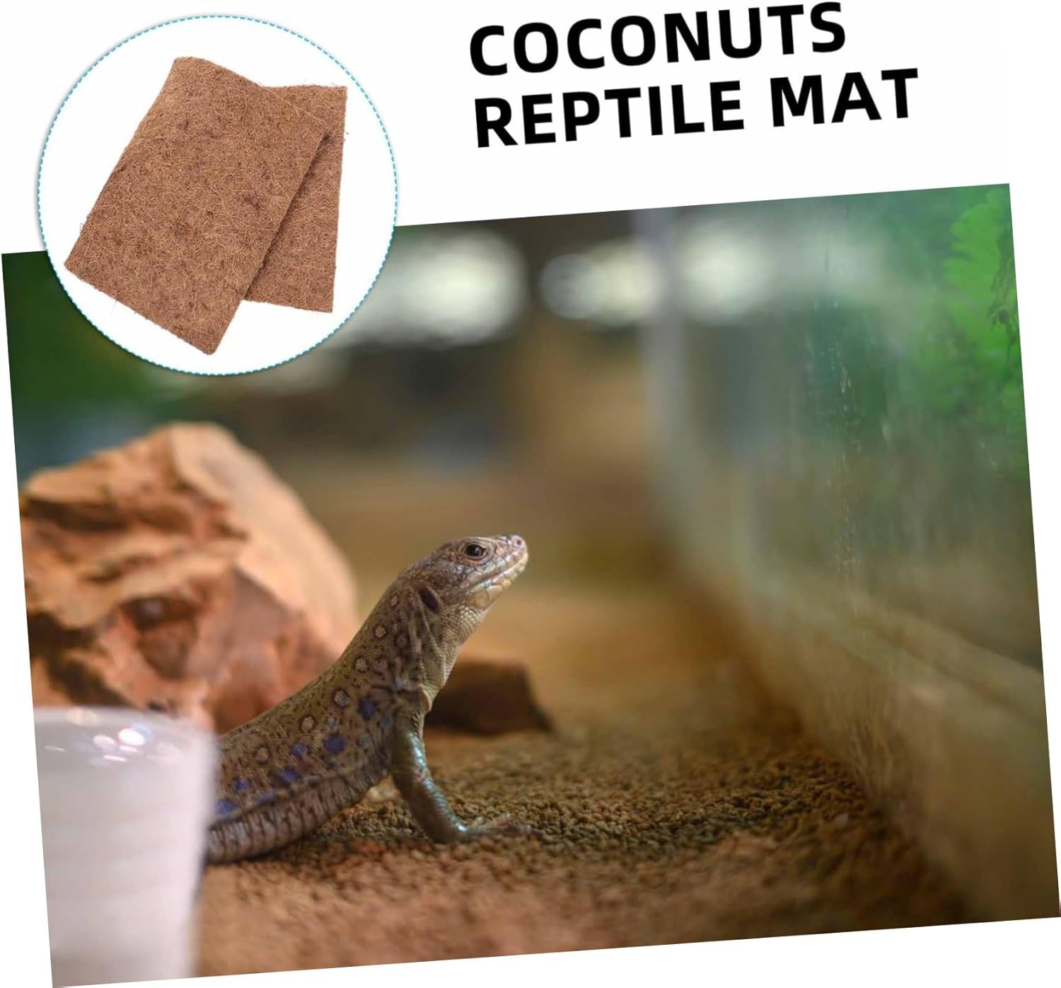 POPETPOP 4pcs Coconut Reptile Mat Bearded Dragon Tank Accessory Soft Coir Liner Natural Reptile Substrate Mat for Geckos