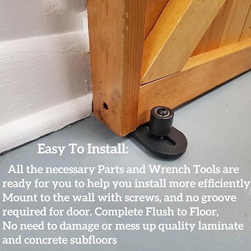 Miniatura 2 de Guía de rodillos de piso para puerta de granero mejorada, paquete de 2  Puerta corredera de granero para puerta de granero, accesorios ajustables