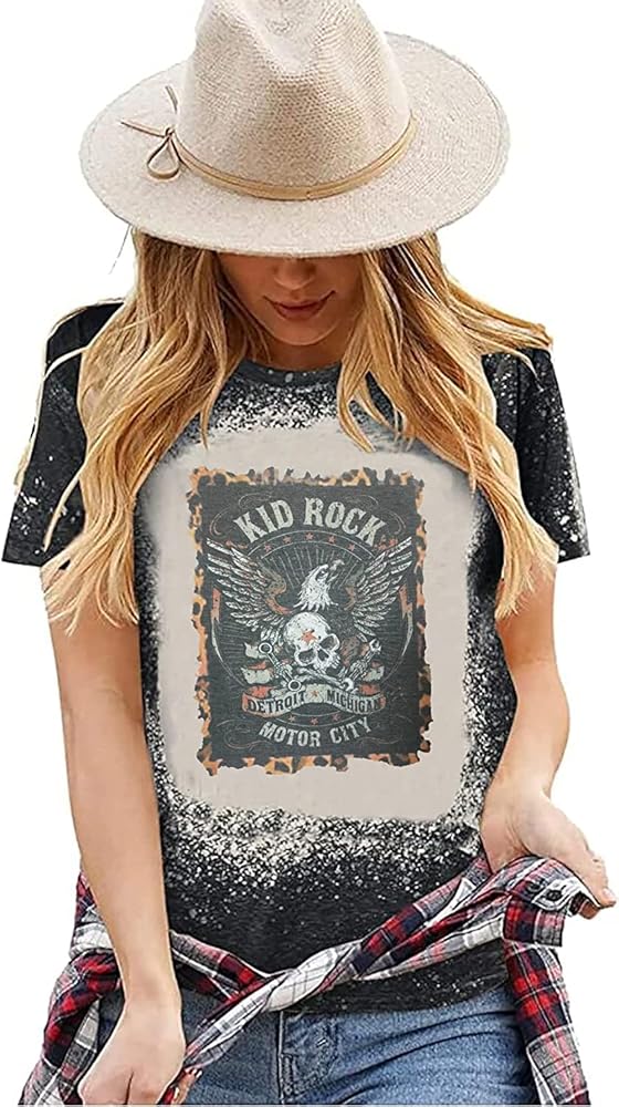 SFHFY Kid Rock Skeleton Eagle T-Shirt Women Vintage