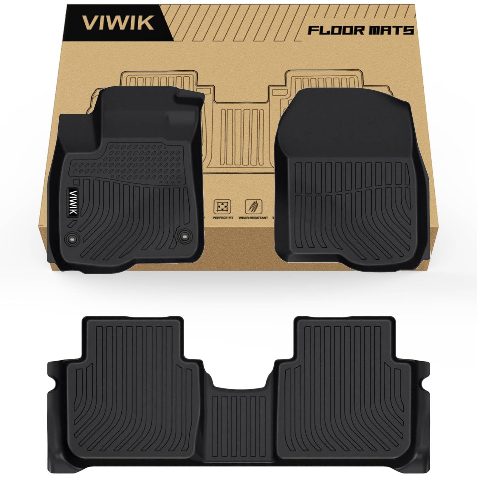 VIWIK Floor Liners for Honda CR-V 2023-2026 (Include Hybrid Models), All Weather Floor Mats Accessories TPE Custom 1st & 2nd Row Black