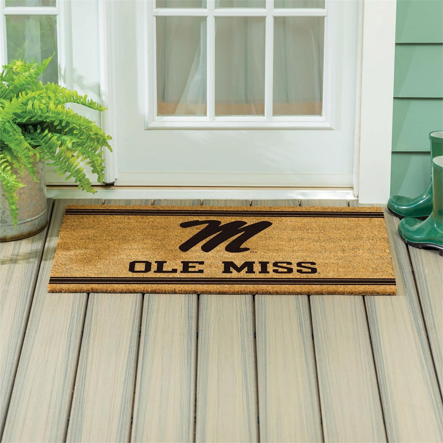 NCAA University of Mississippi Coir Doormat 36"x24", Officially Licensed Team Logo, 2'x3' Large Front Door Mat, Non-Slip Entrance Rug, Welcome Mat for Porch Patio Deck