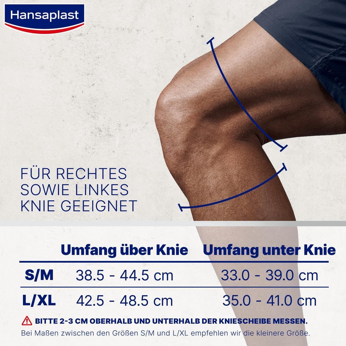 Hansaplast Performance Knie-Bandage, Kniebandage stabilisiert & entlastet das Gelenk, Bandage für rechtes & linkes Kniegelenk unterstützt die aktive Erholung, Größe L/XL