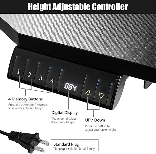 Miniatura 7 de RELAX4LIFE Escritorio eléctrico de pie ajustable en altura, mesa de pie de madera con controlador preestablecido, alfombrilla de mouse totalmente
