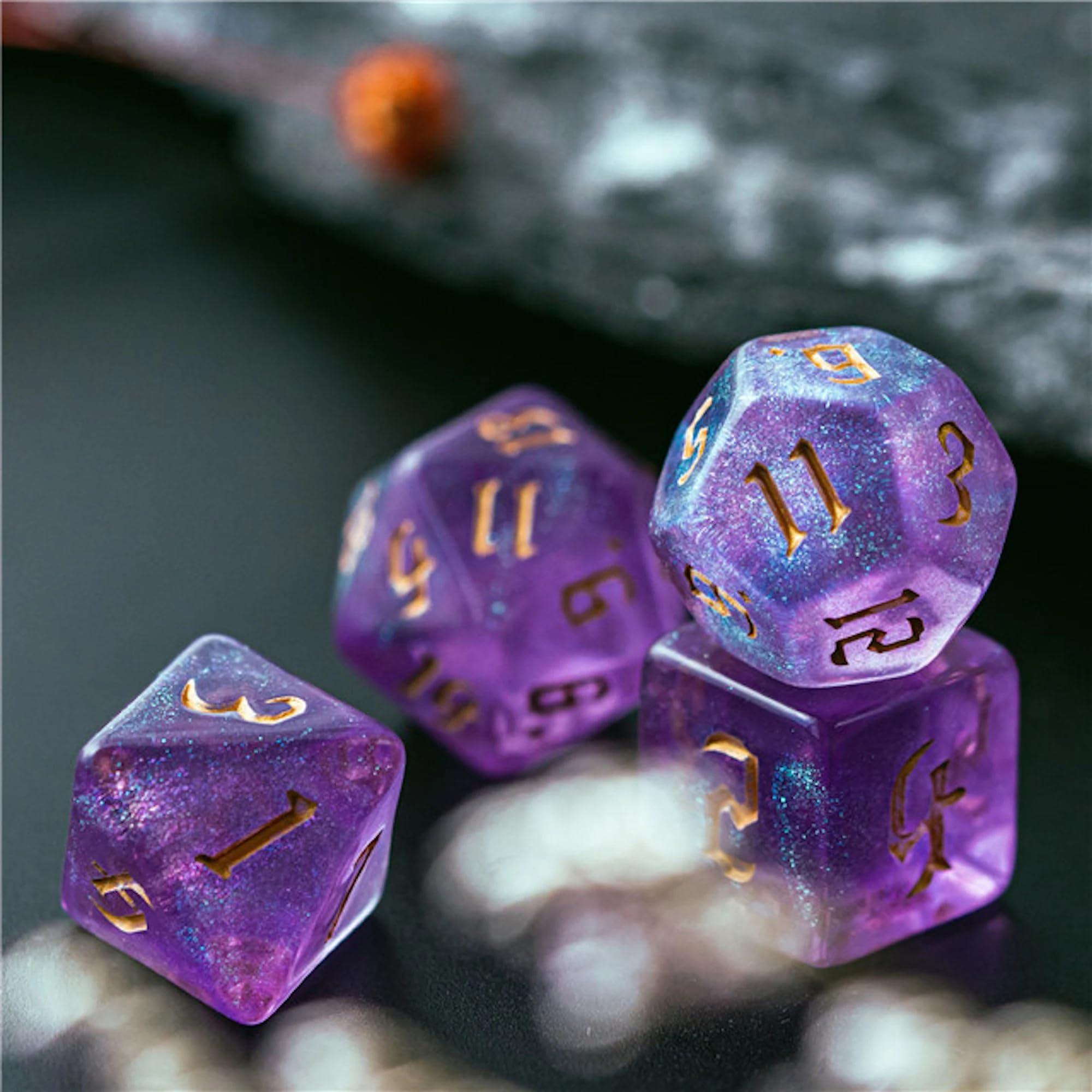 Feywild Whisper Dice Set - Lilac & Lavender Polyhedral Glitter Dice for Tabletop RPGs & Role-Playing Games - Image 4
