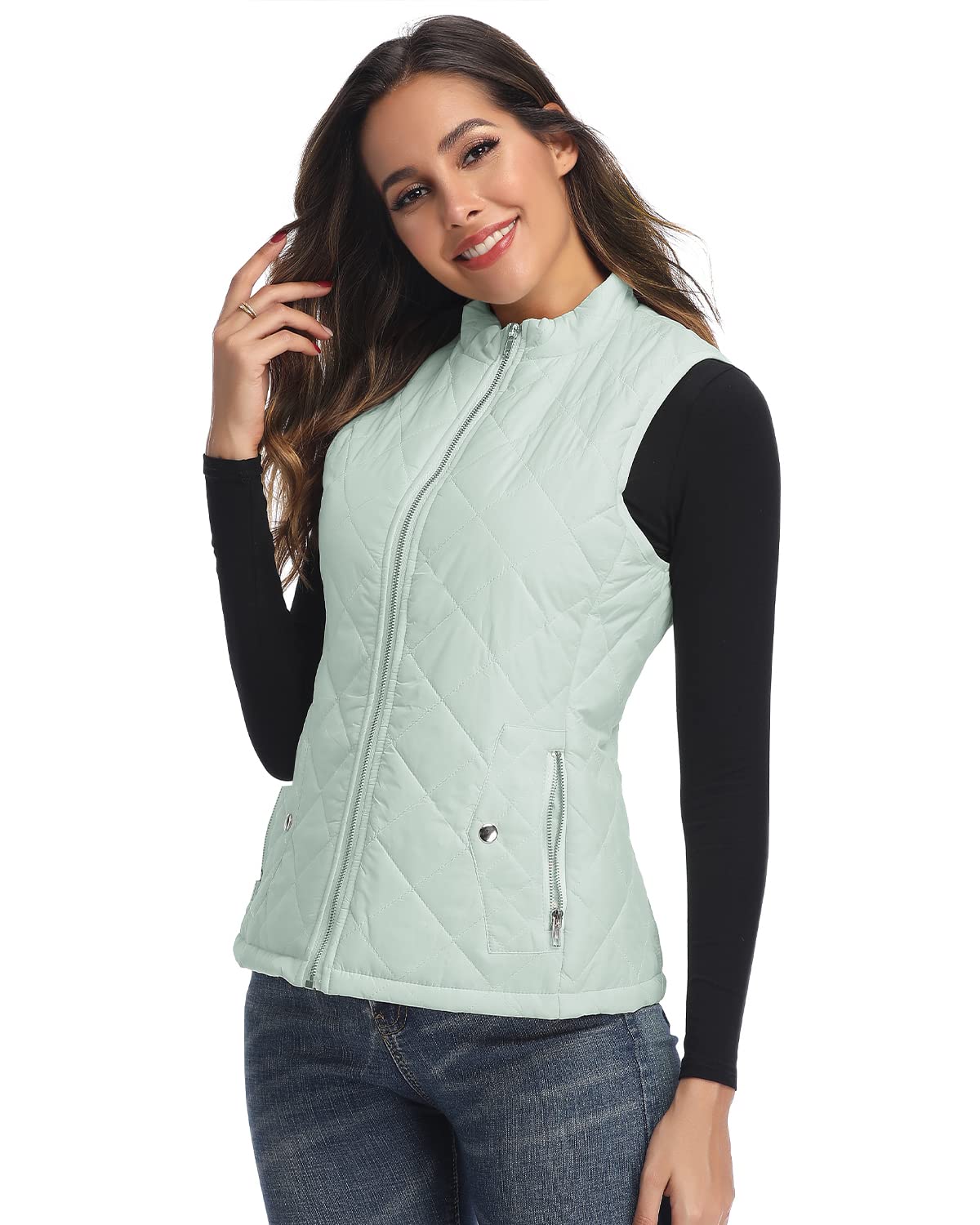 LONGKING Imbottito Gilet di moda Donna (Pacco da 1)