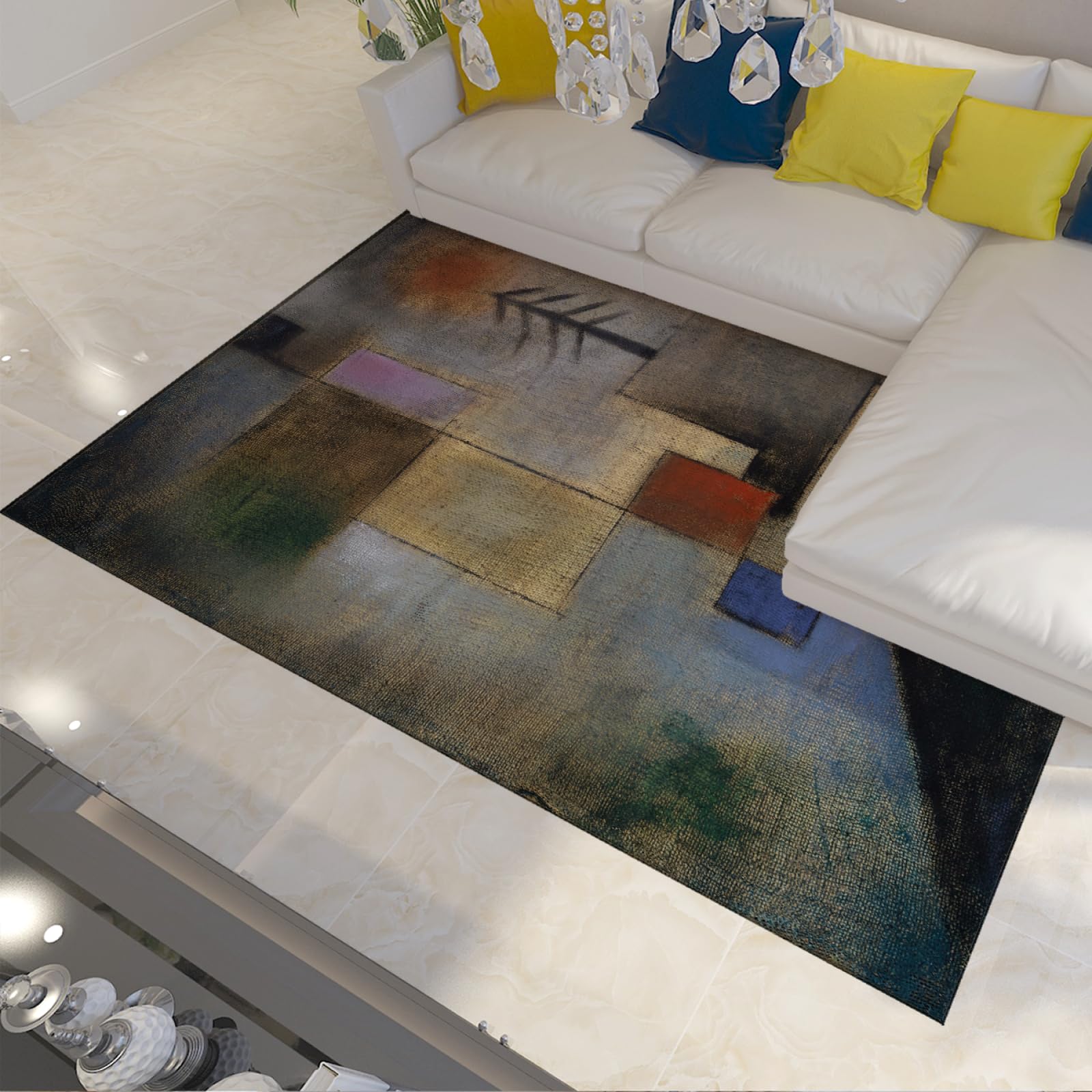 Tapis extérieur lavable pour patio résistant aux taches style Paul Klee 150x180