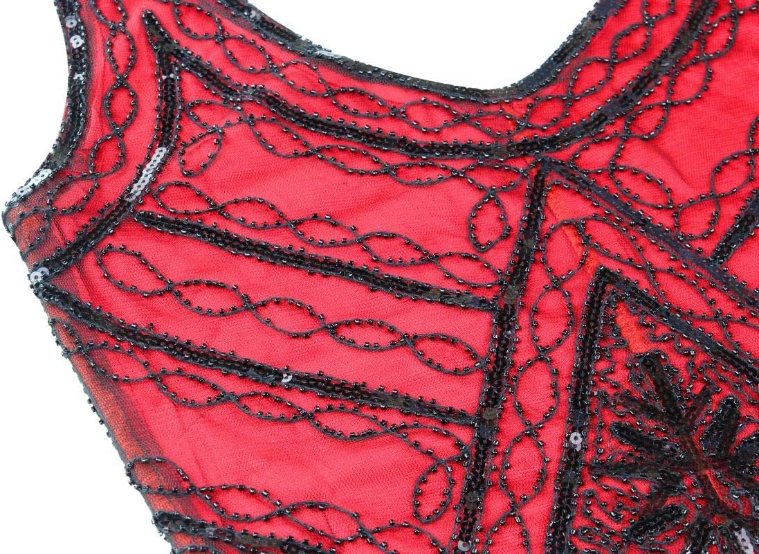 1920s Gatsby Sequin Fringed Paisley Flapper Dress with 20s Accessories Set - Image 6