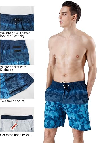 MILANKERR Men Swim Trunks with Mesh Liner,Men Bathing Suit,Swimming Trunks for Men,5.5 Inseam,UPF50+