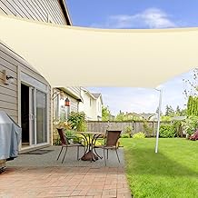 LOVE STORY Shade Sail 3 x 4 m with Fixing Kit Rectangular Beige Permeable Outdoor Shade (HDPE) with 95% UV Protection for Outdoor, Garden, Terrace, Balcony