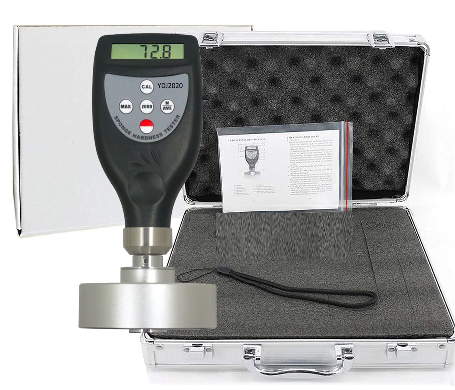 VTSYIQI Sponge Foam Hardness Tester Portable Shore MF Hardness Tester with Range 0~100HMF 0.1HMF Resolution for Sponge Soft Foam Pillow Polyurethane Testing