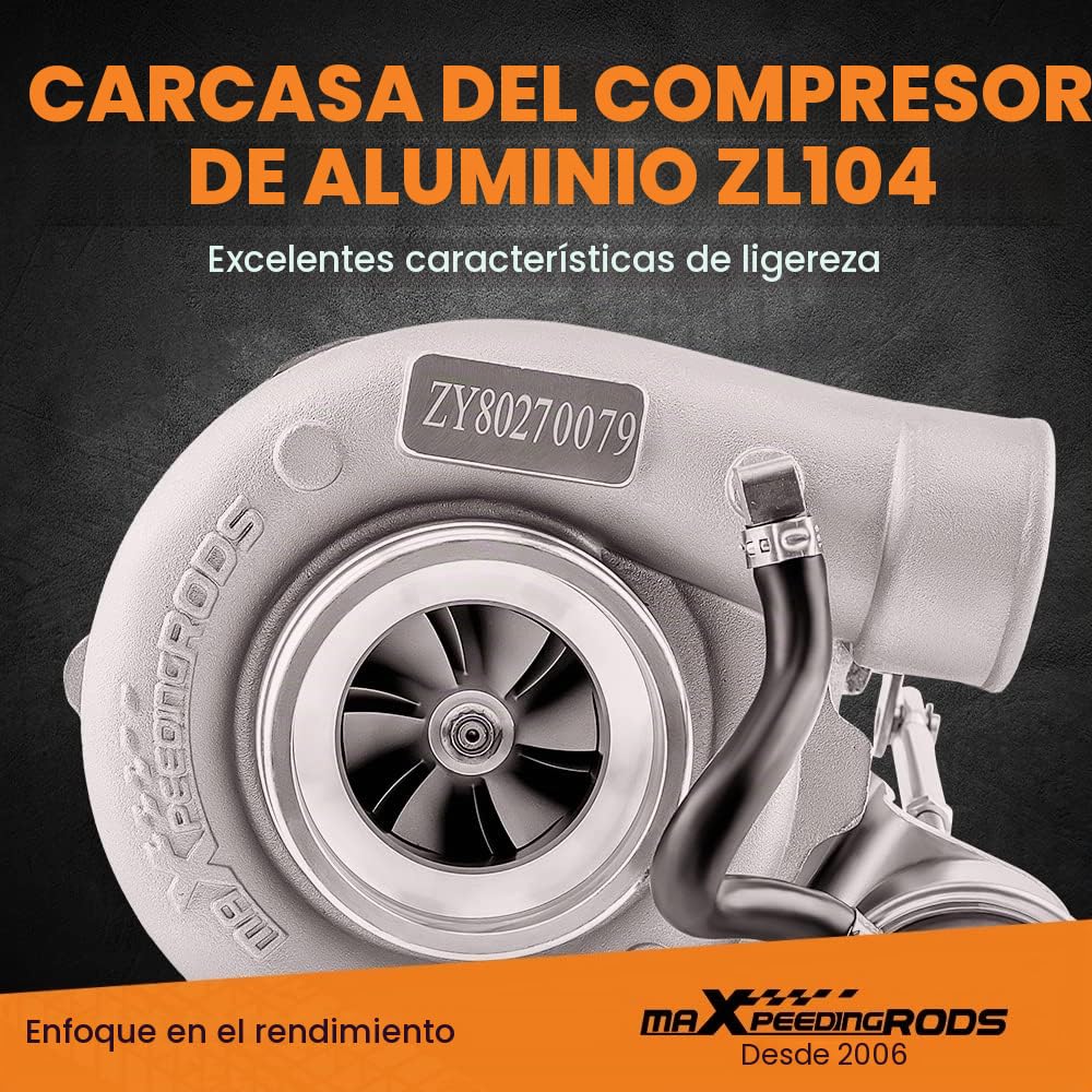 maXpeedingrods Turbocompresor GT2871 .64 .60 A/R T25 T28 GT25 GT2860 350 CV 0,6 A/R 0,64 A/R 5 tornillos brida universal + refrigeración por agua