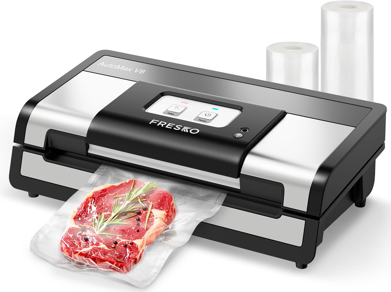 FRESKO Fully Automatic Vacuum Sealer Machine, Hands-Free Food Sealer with Dry/Moist Food Detection, 140 Watts, Built-in Cutter and Bag Storage
