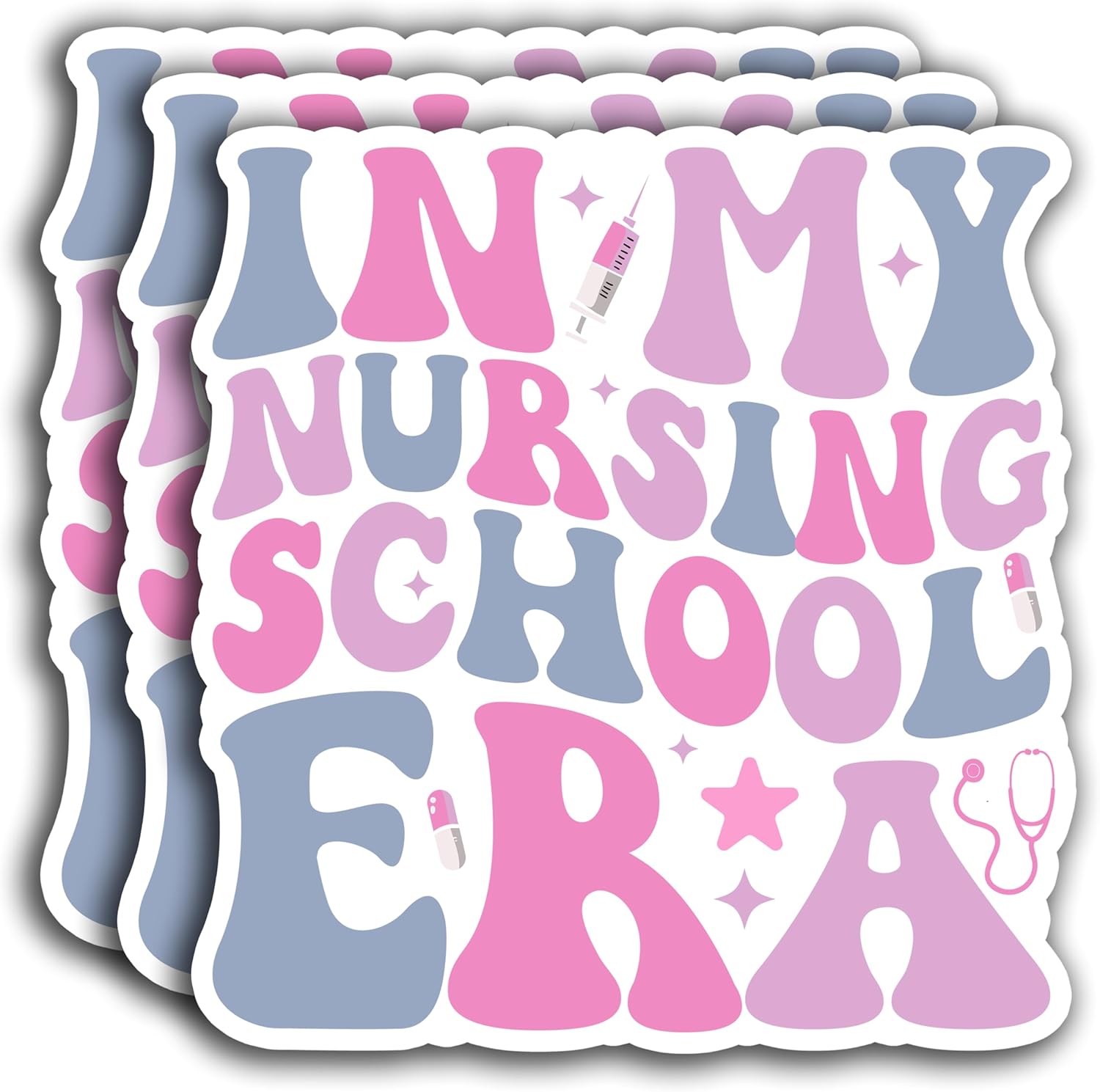 (3Pcs) in My Nursing School Era Sticker,Future Nurse Nursing School Stickers, ER Nurse Funny Medical Healthcare Sticker Decals for Books Laptops Phone Water Bottles Tumbler Cup Kindle 3x2.5 Inch