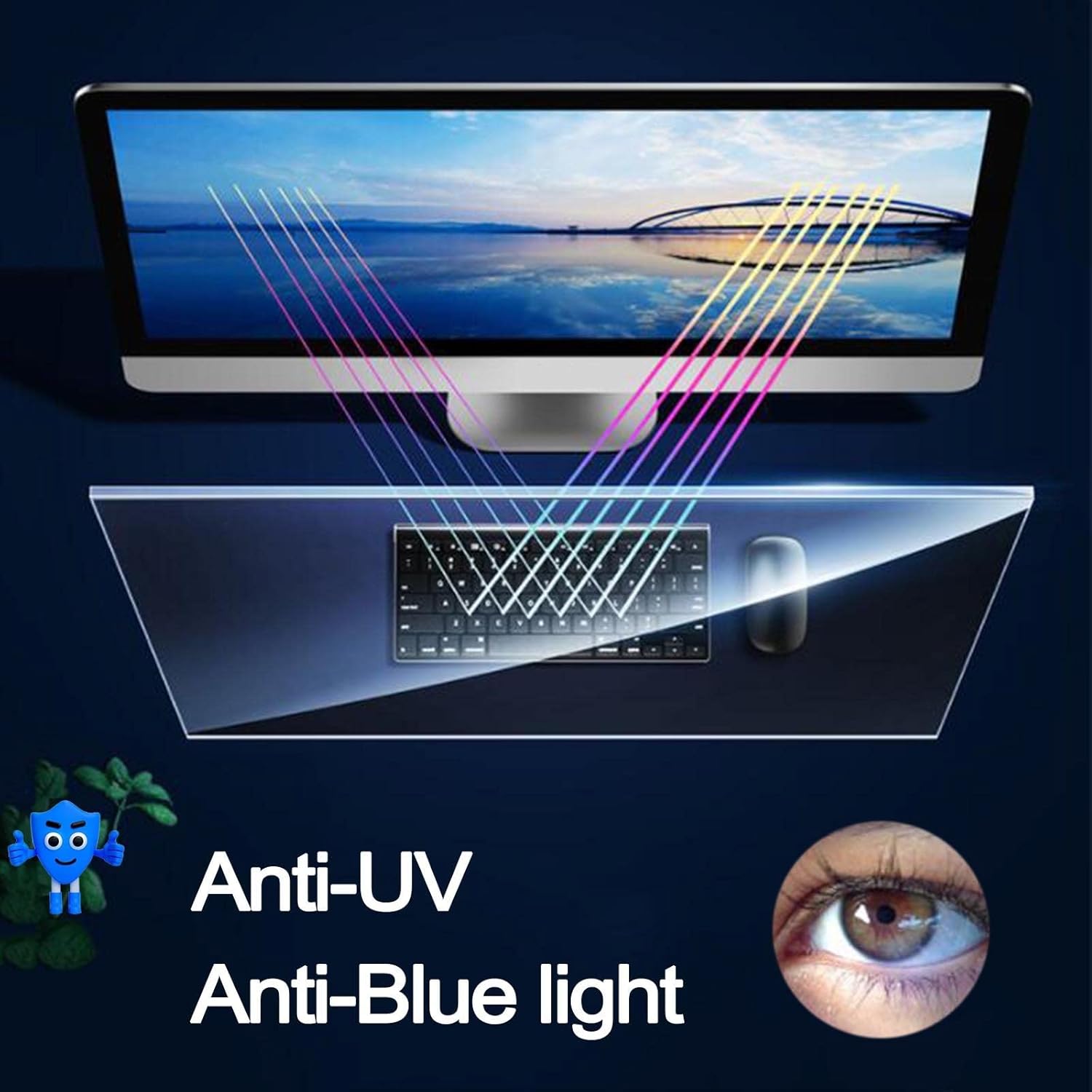 Computer Hd Screen Protector Film, Blue Light Blocking Screen Protector For Aspect Ratio 5:4 16:9 16:10 Widescreen Computer Monitors, Radiation Protection Eye Protection ,Diagonal-24.1in/61.5cm