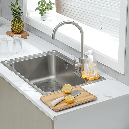 Vista 150 de Jaboneras de baño de silicona con boquilla de drenaje, organizador de fregadero de baño y cocina, soporte para esponja, bandeja de jabón para Gris