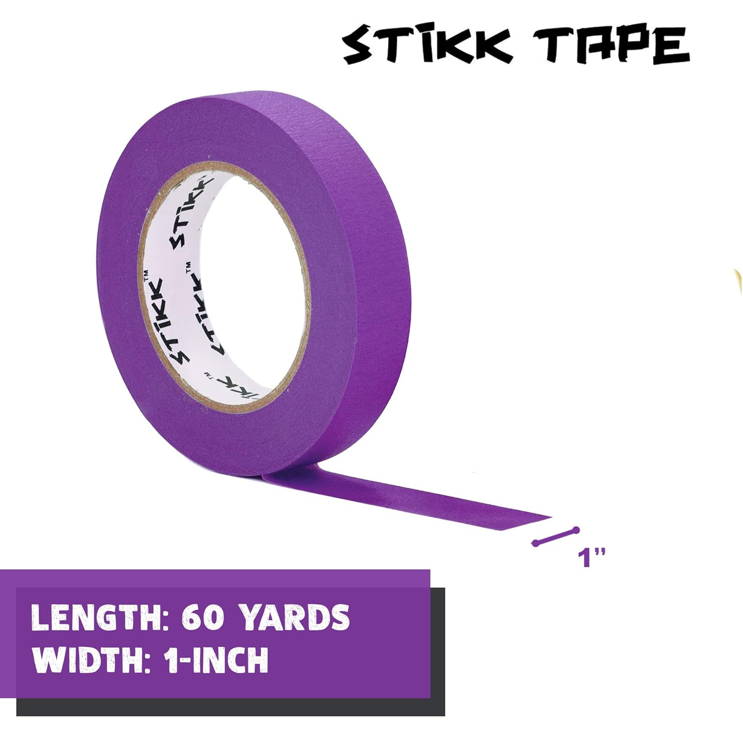 STIKK Painters Tape - 10pk Purple Painter Tape - 1 inch x 60 Yards - Paint Tape for Painting, Edges, Trim, Ceilings - Masking Tape for DIY Paint Projects - Residue-Free Painting Tape