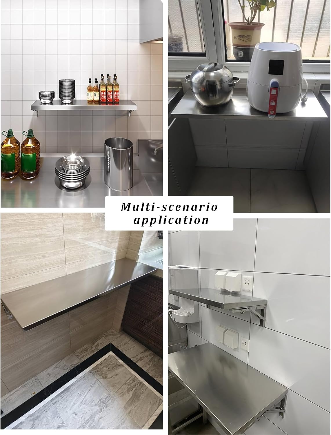 Foldable Stainless Steel Wall Shelf Mounted DropDown Table for Home Kitchen Laundry GarageCommercial 90x40cm (35x16inch) SpaceSaving Solution