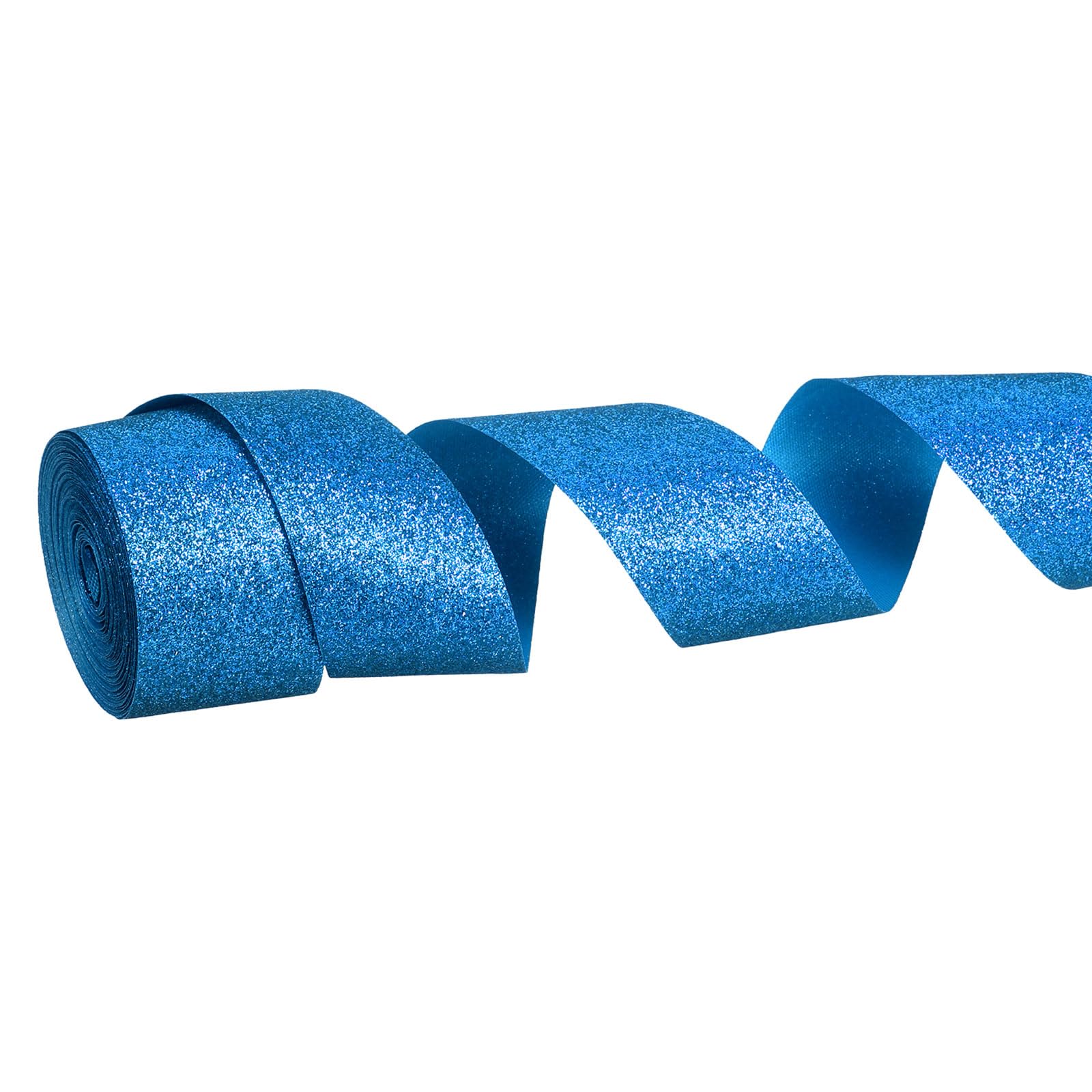PATIKIL Metallic Glitter Ribbon Roll, 38mm x 9m Sparkly Ribbon Single Sided Cut Edge Gift Wrapping Fabric Rolls for DIY Crafts Wedding Bouquet Party Christmas Decor, Dark Blue