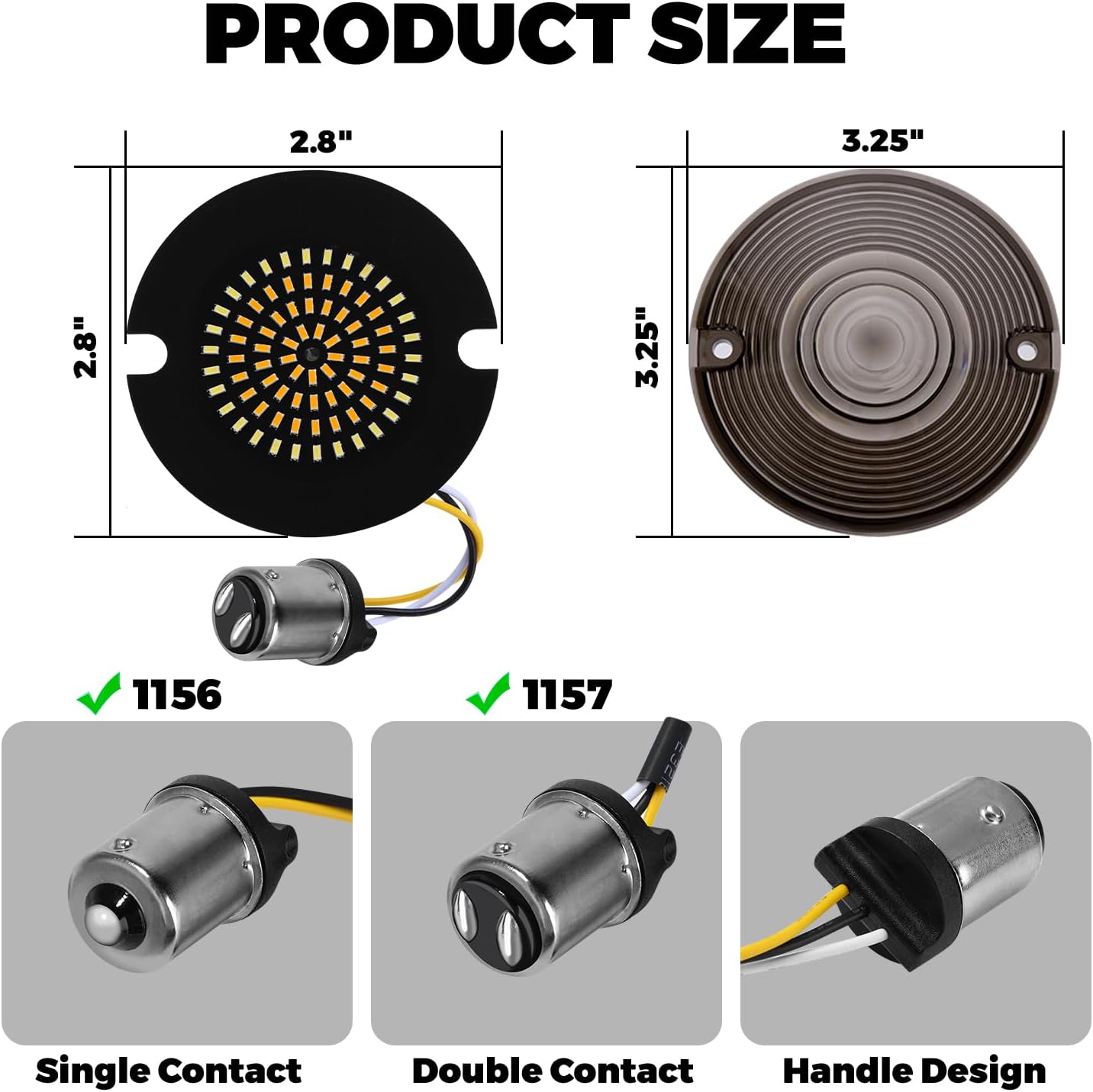 1156 1157 LED Turn Signals, 3 1/4 Inch Front Rear 81 LED Lights, Ultra-Bright Blinkers Compatible for Harley Davidson 1986-2026 Touring Electra Glide Road King Ultra Limited Tour Glide Softail