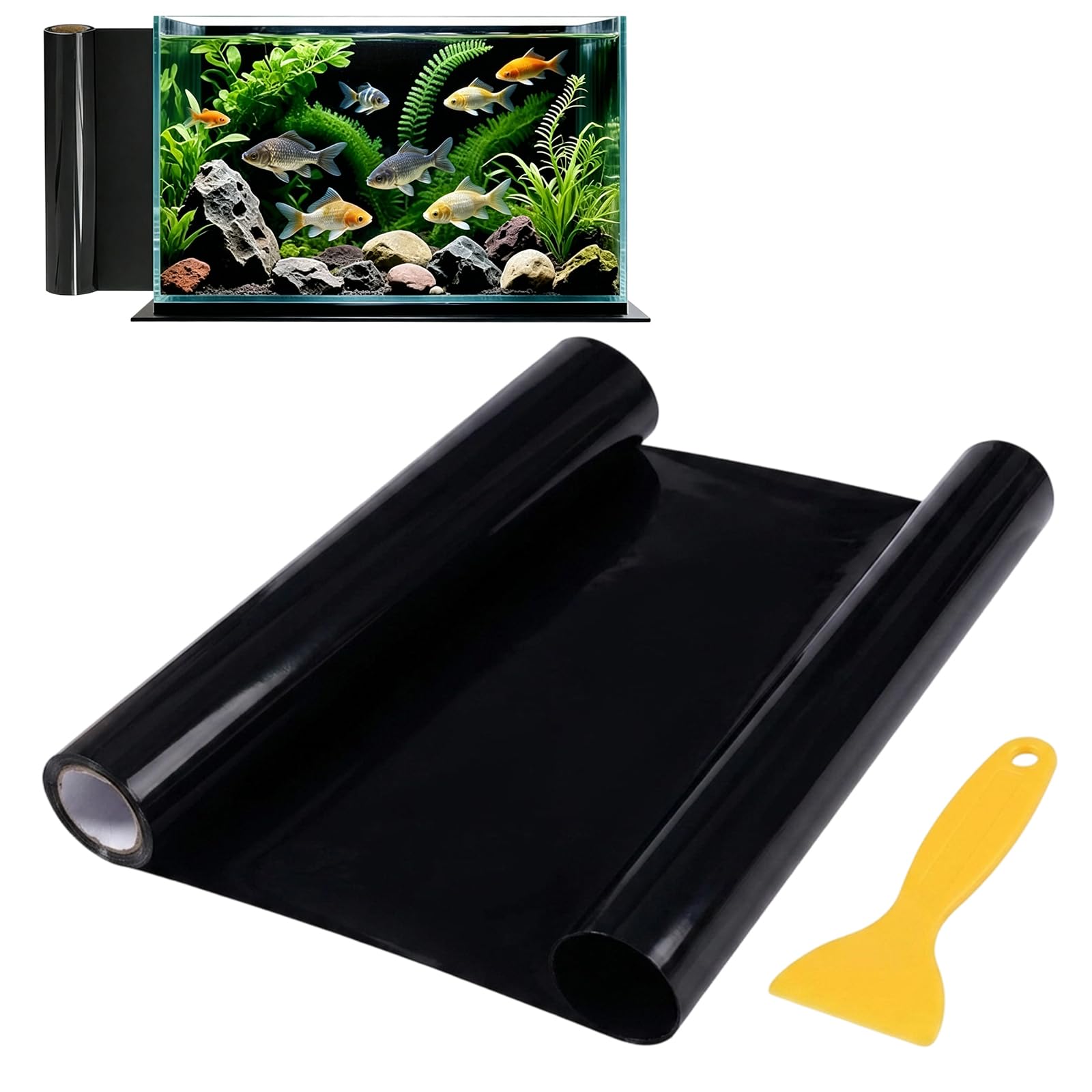 KSVFTB Fish Tank Background, Black Aquarium Background for Enhanced Visual Appeal, Self-Adhesive Fishtank Background Sticker for Home Aquarium Decorations and Pet Fish Environments(Black 30 * 200cm)