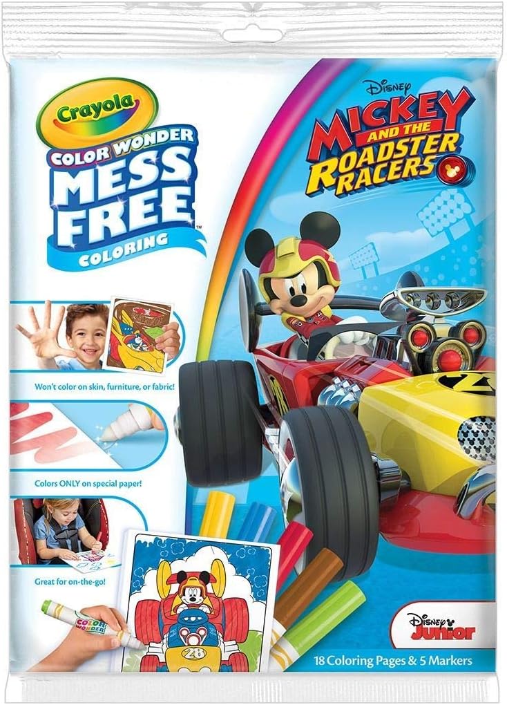 Crayola 10011775 Mickey and The Roadster Racers Color Wonder Paper and Markers, Multicolor