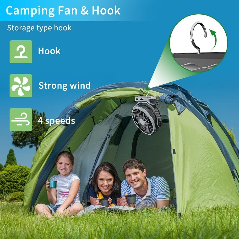 HandFan Upgraded Golf Cart Fan-10000mAh Portable Strengthen Clip on Fan Rechargeable battery Operated, 8 Inch Cordless Fan with Hook for Camping, Beach, Tent, Treadmill, Desk, Bed, RV, Office - Image 4