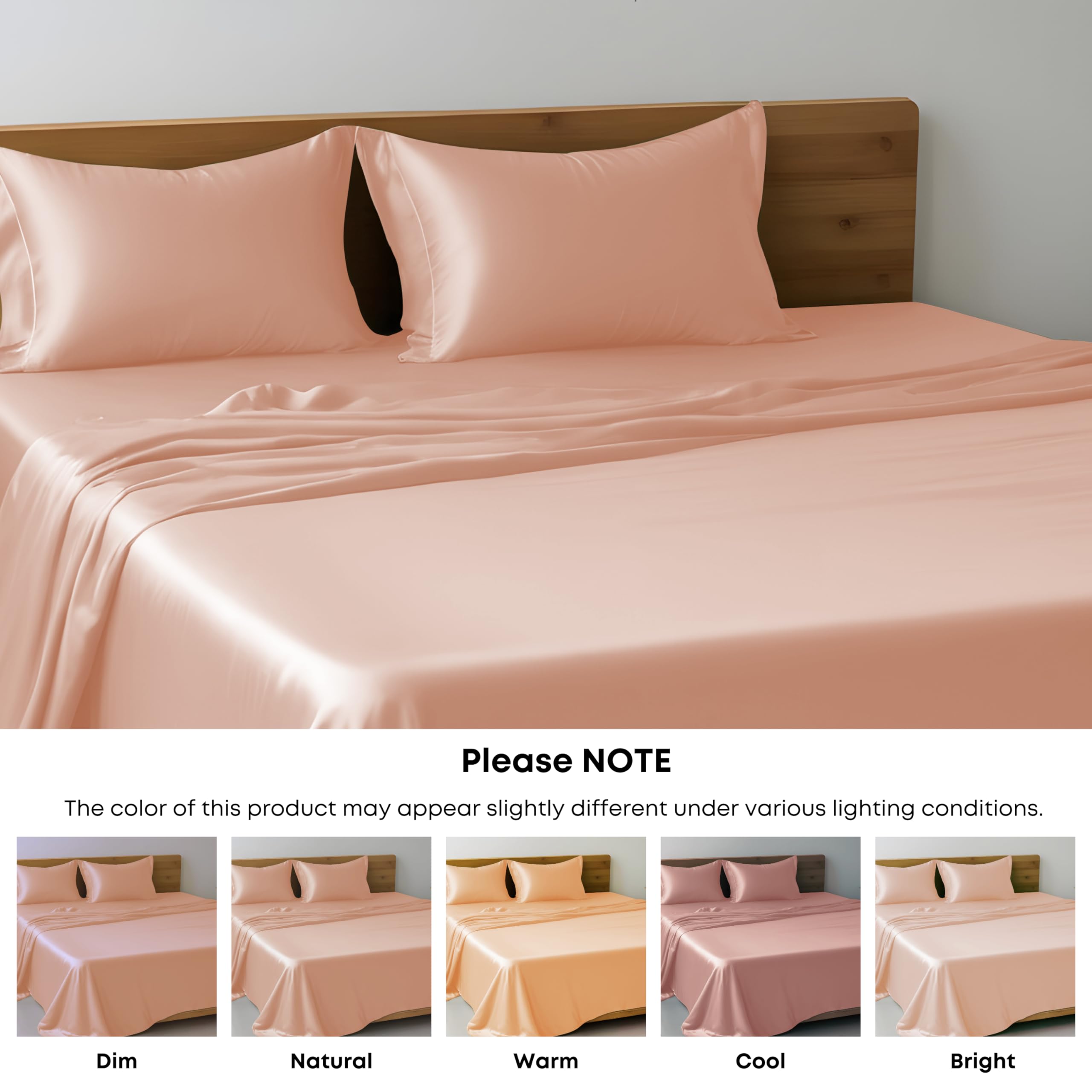 LINENWALAS 100% Organic Bamboo Small Double 4ft Bed Flat Bed Sheet Only Flat Sheet Soft Silk Cooling Bamboo Bedding Flat Bed Sheet Perfect for Hair and Skin (Small Double 220x260 CM/Peach Fuzz) - Image 2