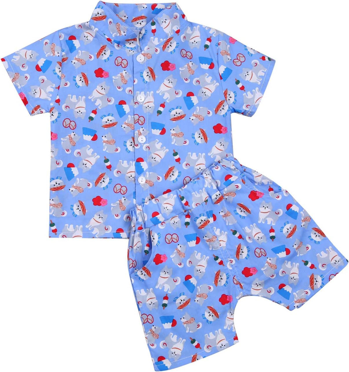 Toddler Baby Boy Hawaiian Shorts Set Button Down Floral Shirt Top+ Bermuda Shorts 2/3 Pieces Summer Aloha Outfits