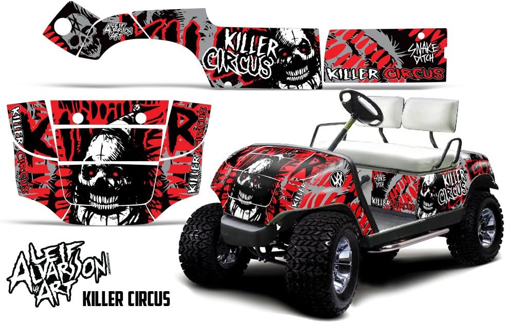 Savage Kits Golf Cart Graphics kit Sticker Decal Compatible with Yamaha 1995-2006 - Killer Circus Red