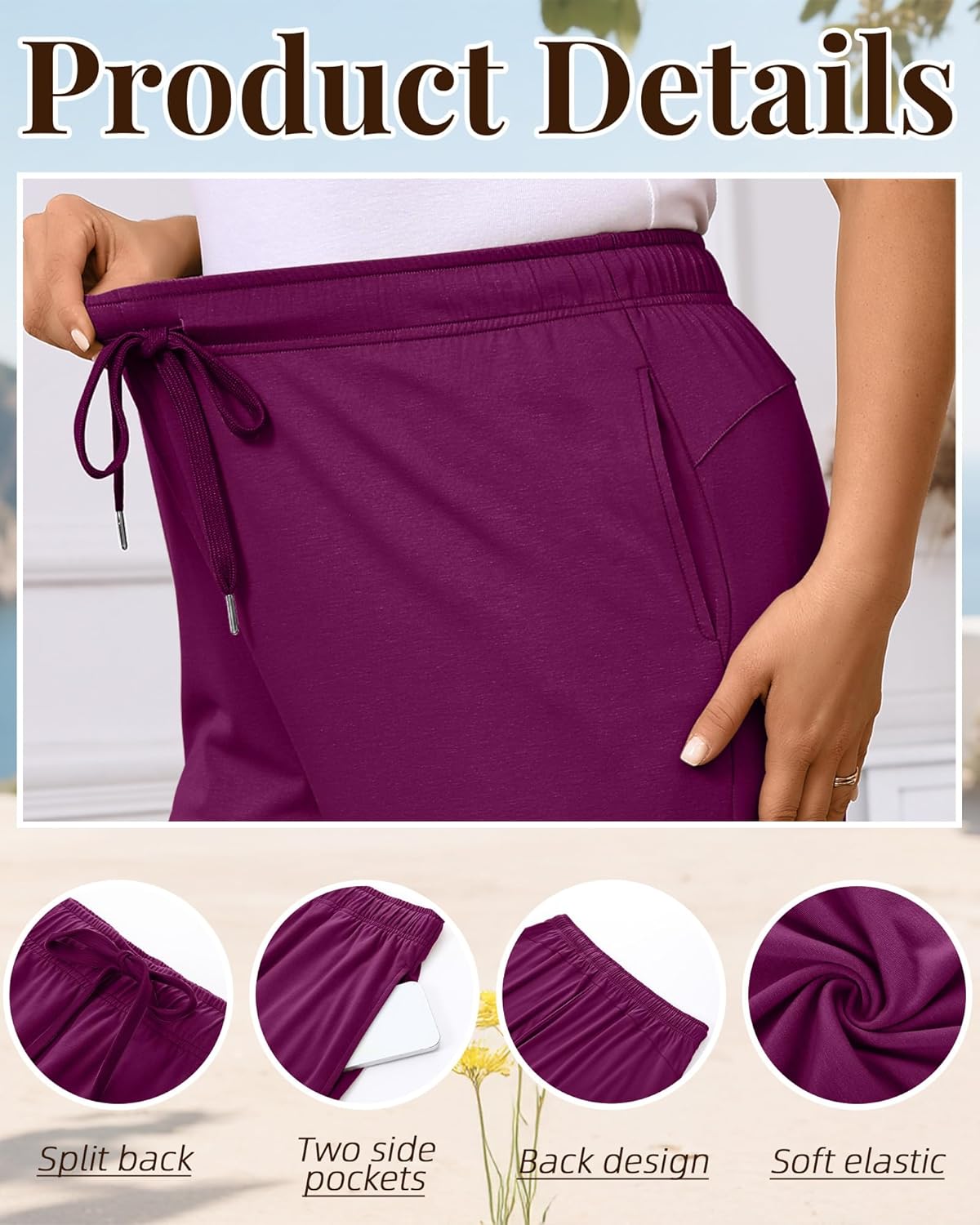 Locoowai 3 Pack Women's Plus Size Capris Loose Fit Wide Leg Yoga Cropped Pants Lounge Workout Sweatpant with Pockets