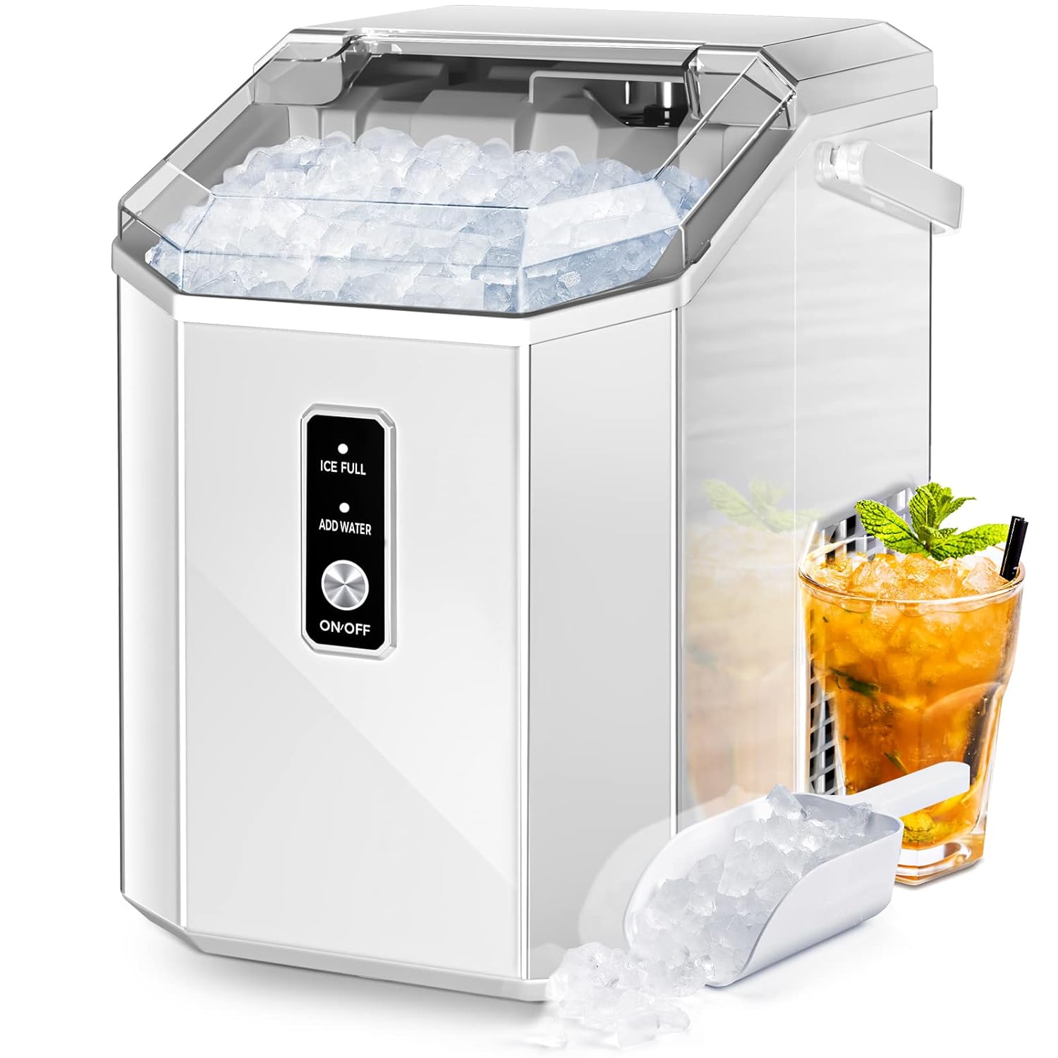Nugget Ice Maker Countertop with Handle, 35lb/24H, Self-Cleaning
