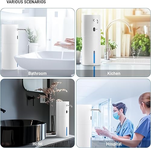 Miniatura 8 de WRISIN Dispensador automático de jabón sin contacto de 15.2 onzas, boquilla de acero inoxidable, 6 ajustes ajustables y sensor inteligente de 3