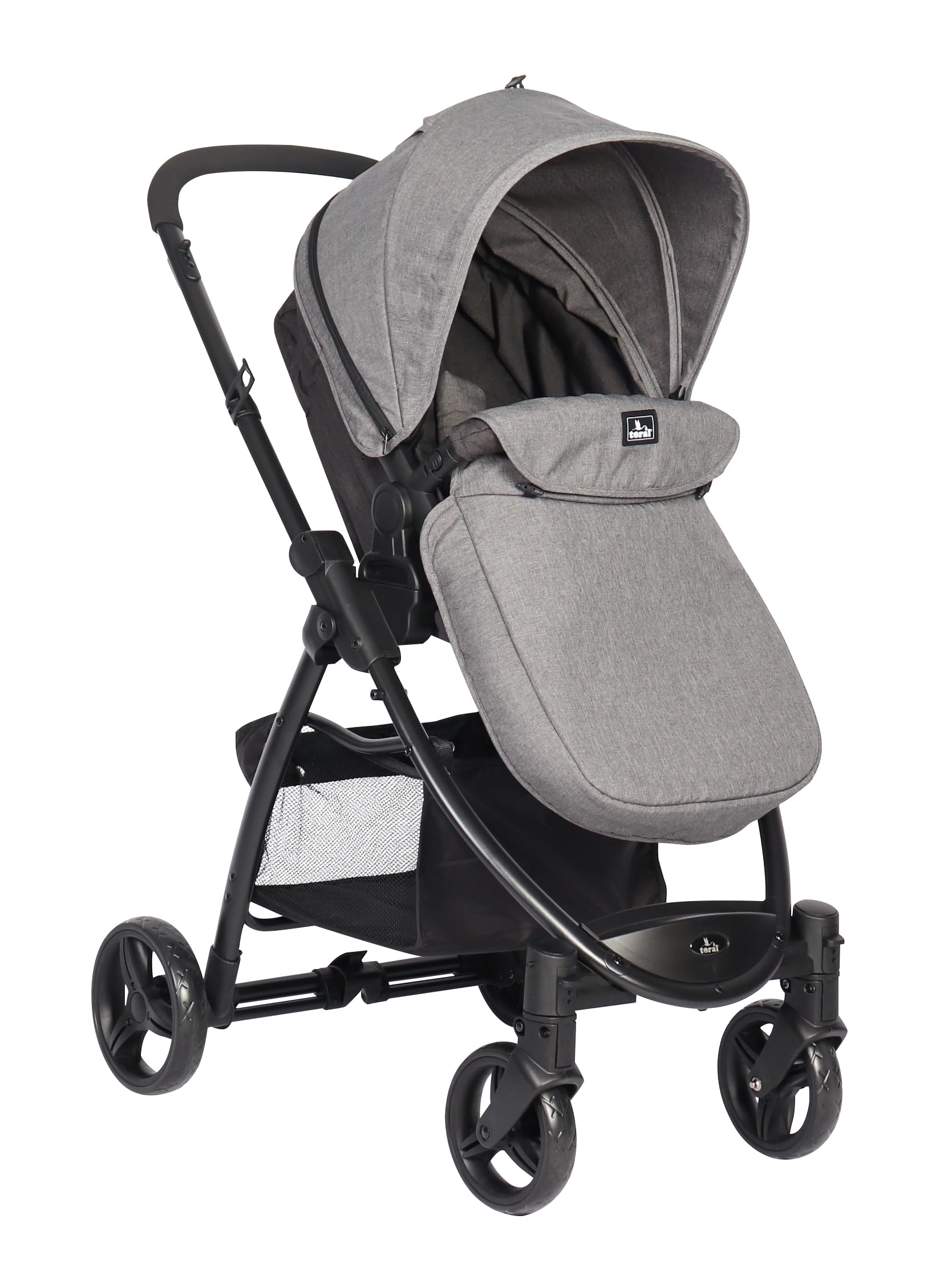 TORAL Carrito Bebe 2 en 1 - Cochecito Bebe Convertible y Versátil con Accesorios, Carro Bebe 2 Piezas, Elegante y Práctico Coche para Bebé, Ideal para Viajes y Paseos Urbanos. Modelo Liam Gris