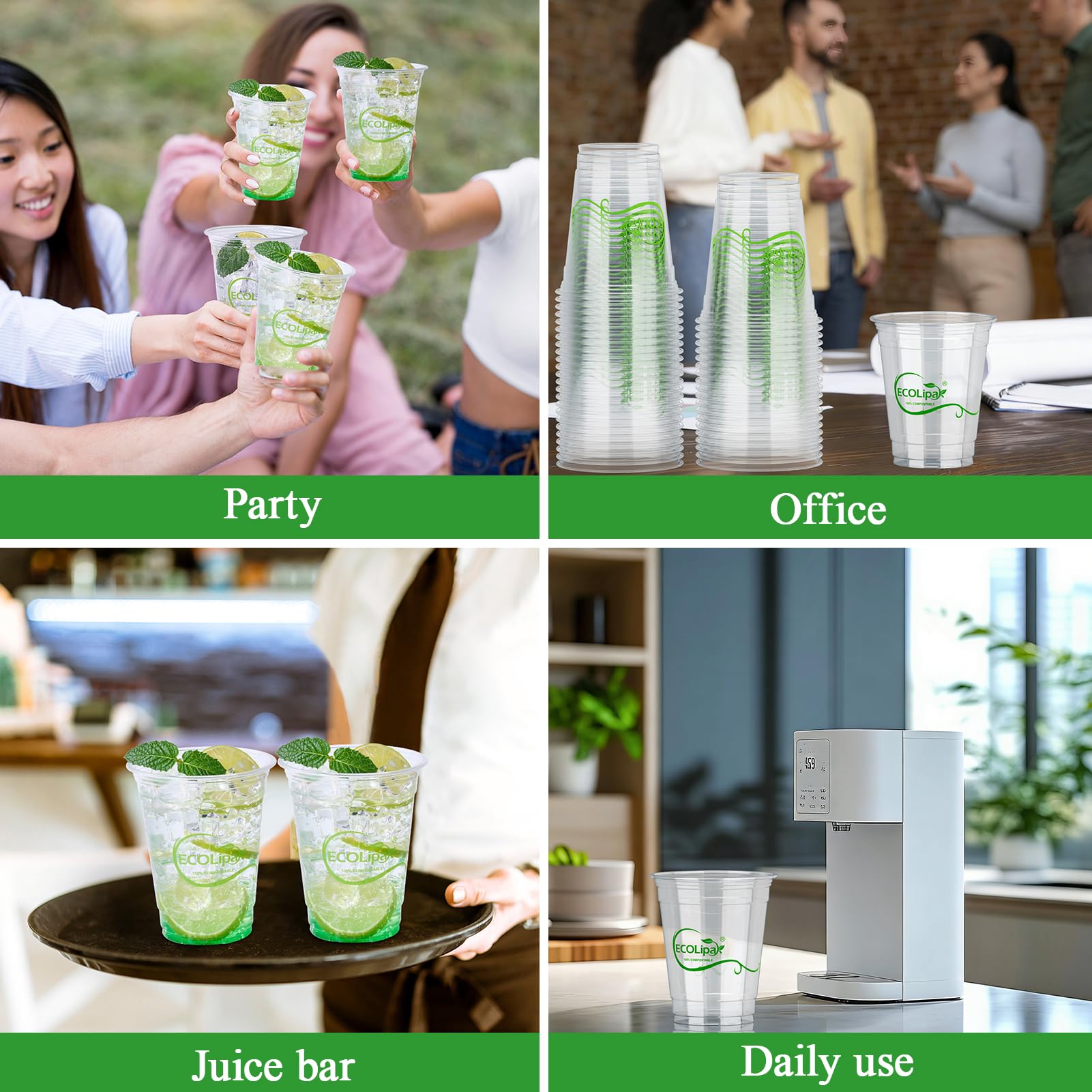 Snapklik.com : 1000 Count 16 OZ Clear Compostable Plastic Cups ...