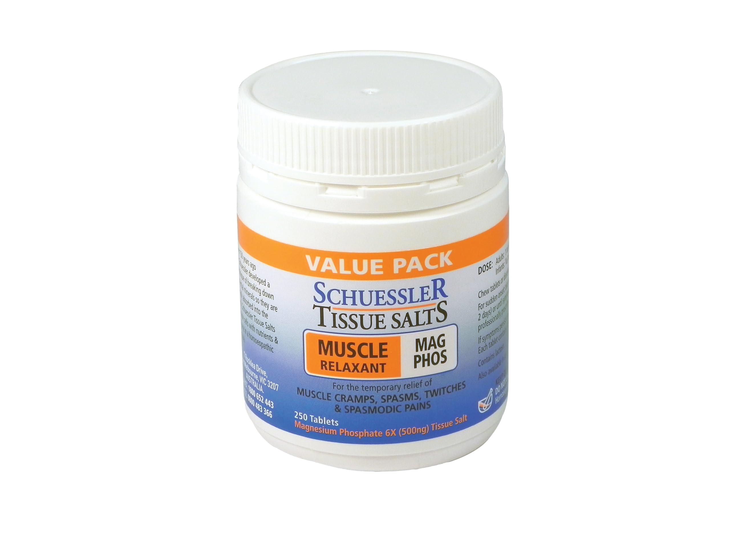 Tissue Salts Mag Phos - Muscle Relaxant Value Pack (250 Tablets)