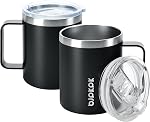2 pcs Mug de café isolé, BJPKPK 14oz Tumbler isolé avec couvercle, tasses à café en acier inoxydable avec couvercle antidérapant