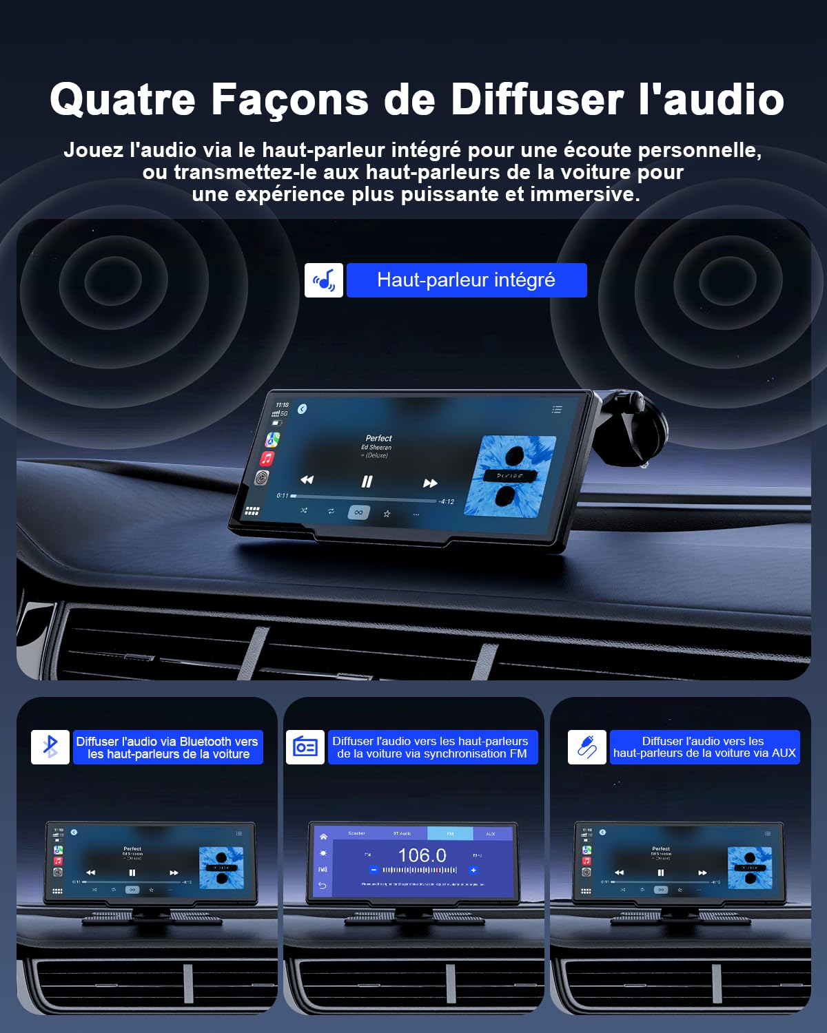 Avylet 8,1'' Apple Carplay Voiture pour avec Caméra de Recul, Écran Tactile | Portable, Navigation GPS, Contrôle Vocal Google/Siri, Android Auto, Bluetooth, AUX/FM, Mirror Link, OTA, 21.3*2.5*8.7cm