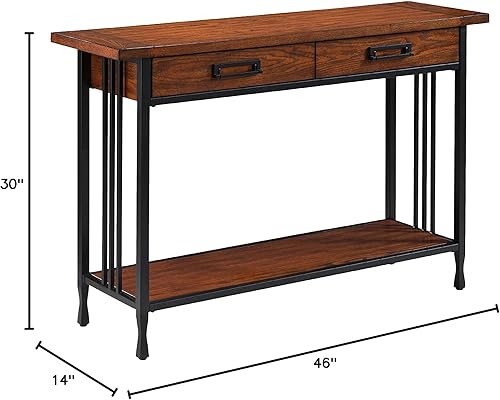 Miniatura 32 de Leick Home 214338 Empiria Mesa consola de madera con marco de metal para sala de estar, entrada, dormitorio, gris Negro lavado,Gris,Mission