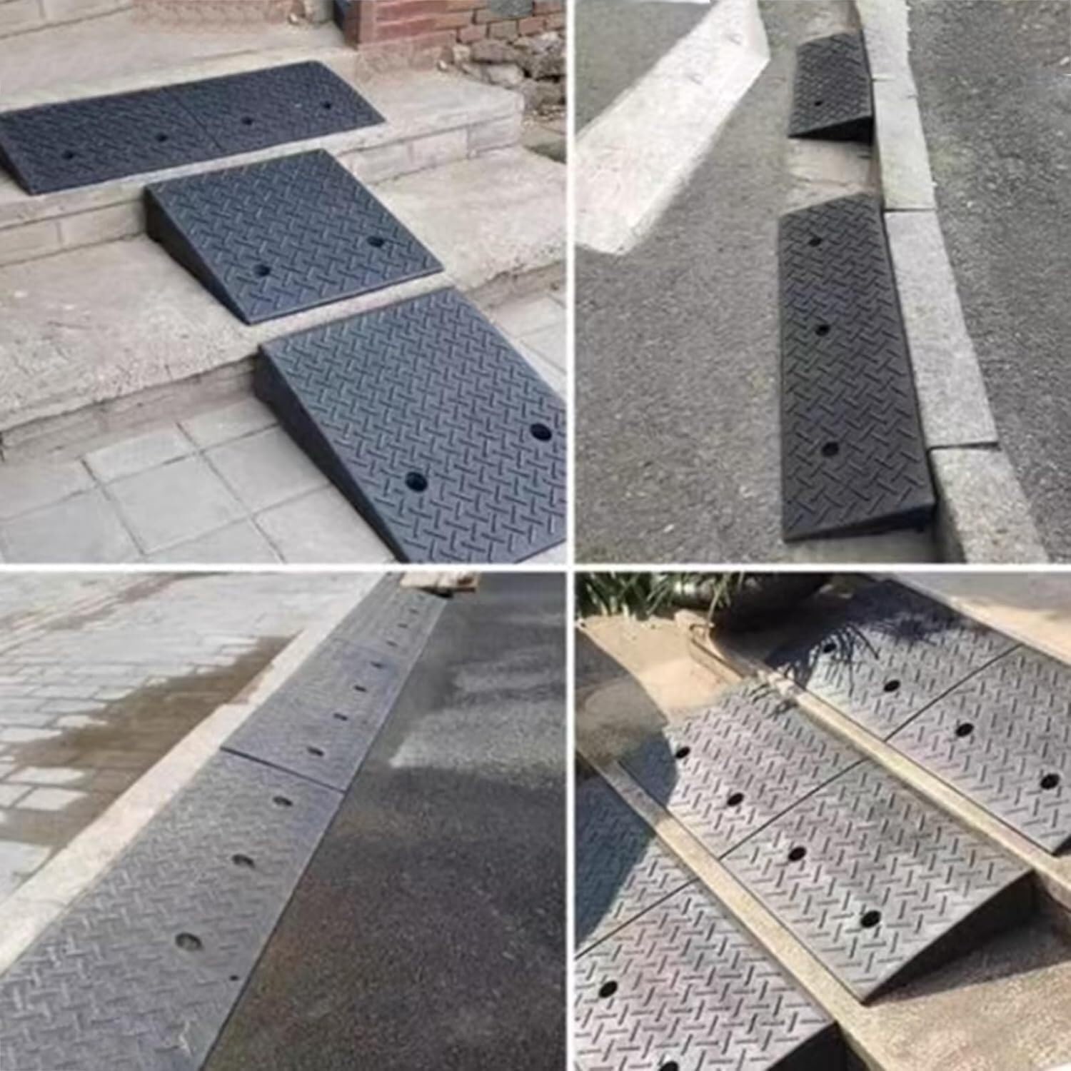 Gumowa rampa krawężnikowa, przenośna, wytrzymała rampa podjazdowa nachylenie rampy motocyklowej na chodnik podjazdowy, dok załadunkowy, nadający się do krojenia (Color : Black, Size : 50x80x11cm)