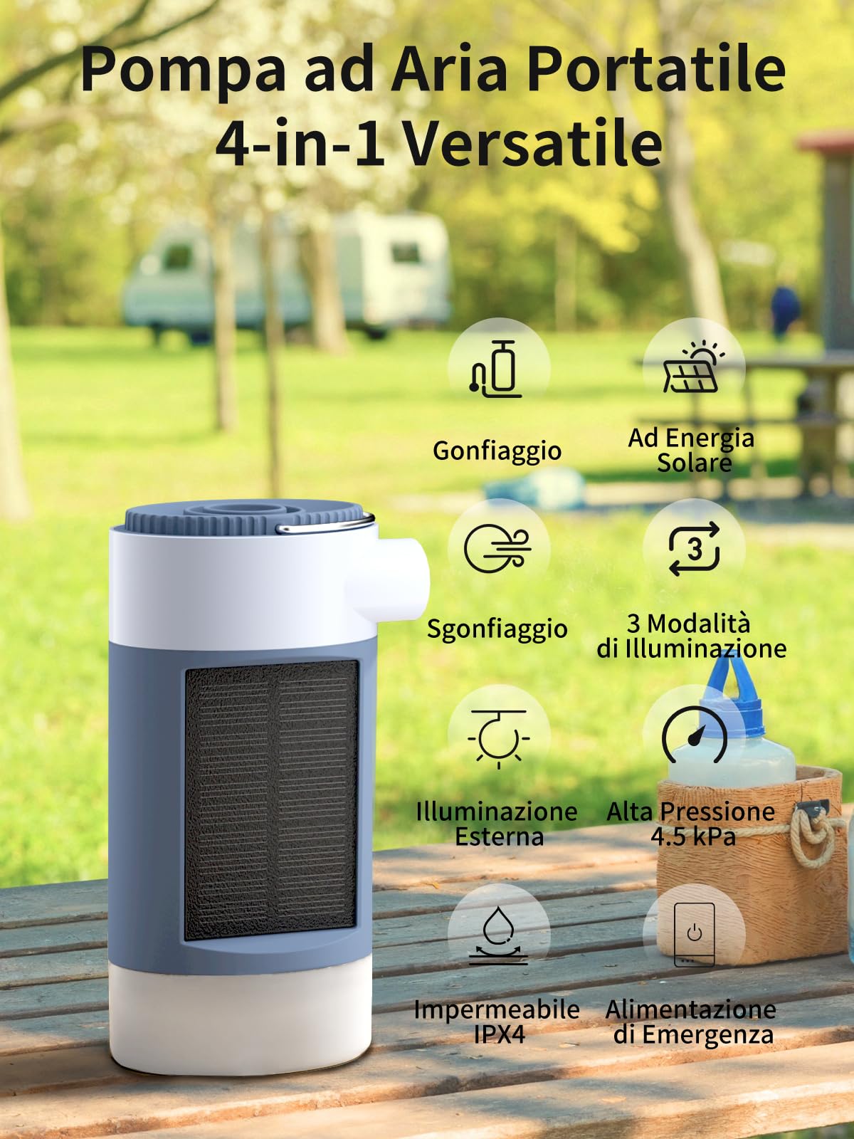 K Kasonic Pompa Elettrica per Aria con Lanterna da Campeggio, Pompe di Camping Ricaricabili per Sgonfiare, Pompe per Letti Gonfiabili per Flottanti da Piscina, Pompa Portatile per Viaggi all'Aperto