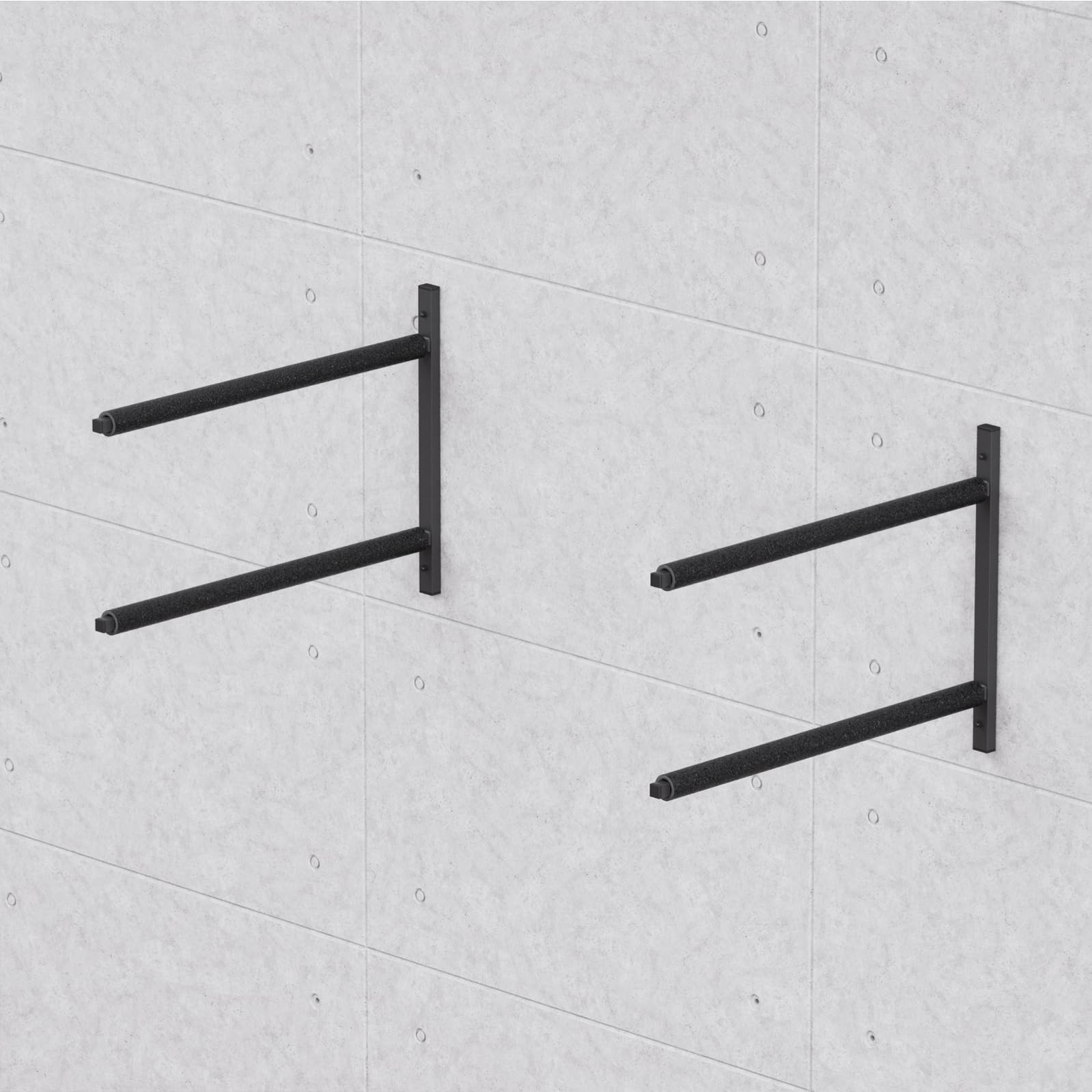 QLS Wandhalterung Wandbefestigung Haken Regal Aufbewahrungs Halter für Surbfett SUP Boardhalter Schutzschaum Werkstattregal Stahl- 2 Ebenen Schwarz