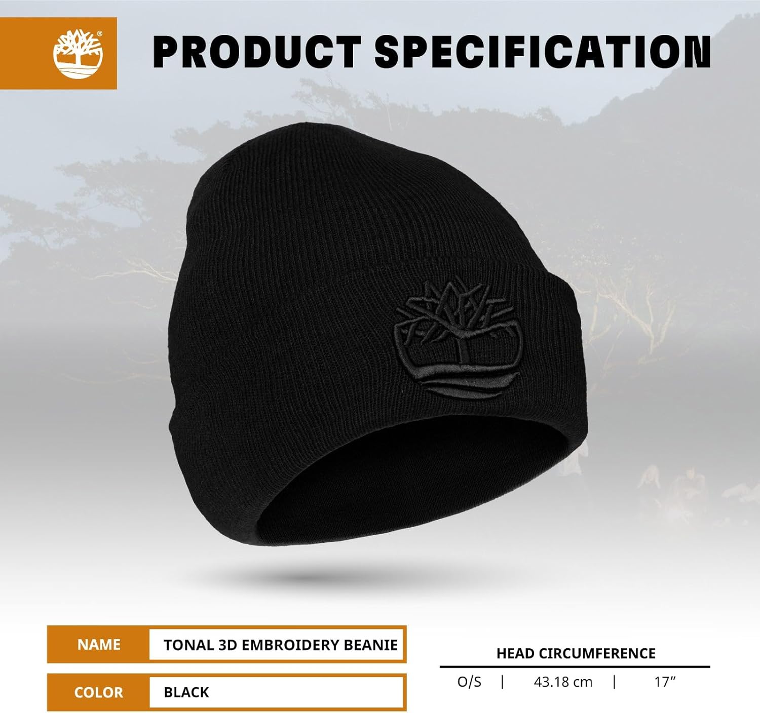 Timberland Men’s Tonal 3D Embroidery Beanie - Soft Knit Winter Hat, Raised Logo, Warm Stretch Fit for Cold Weather Wear - Image 6