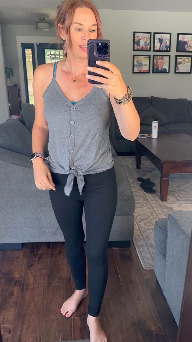Button Front Tie Tank